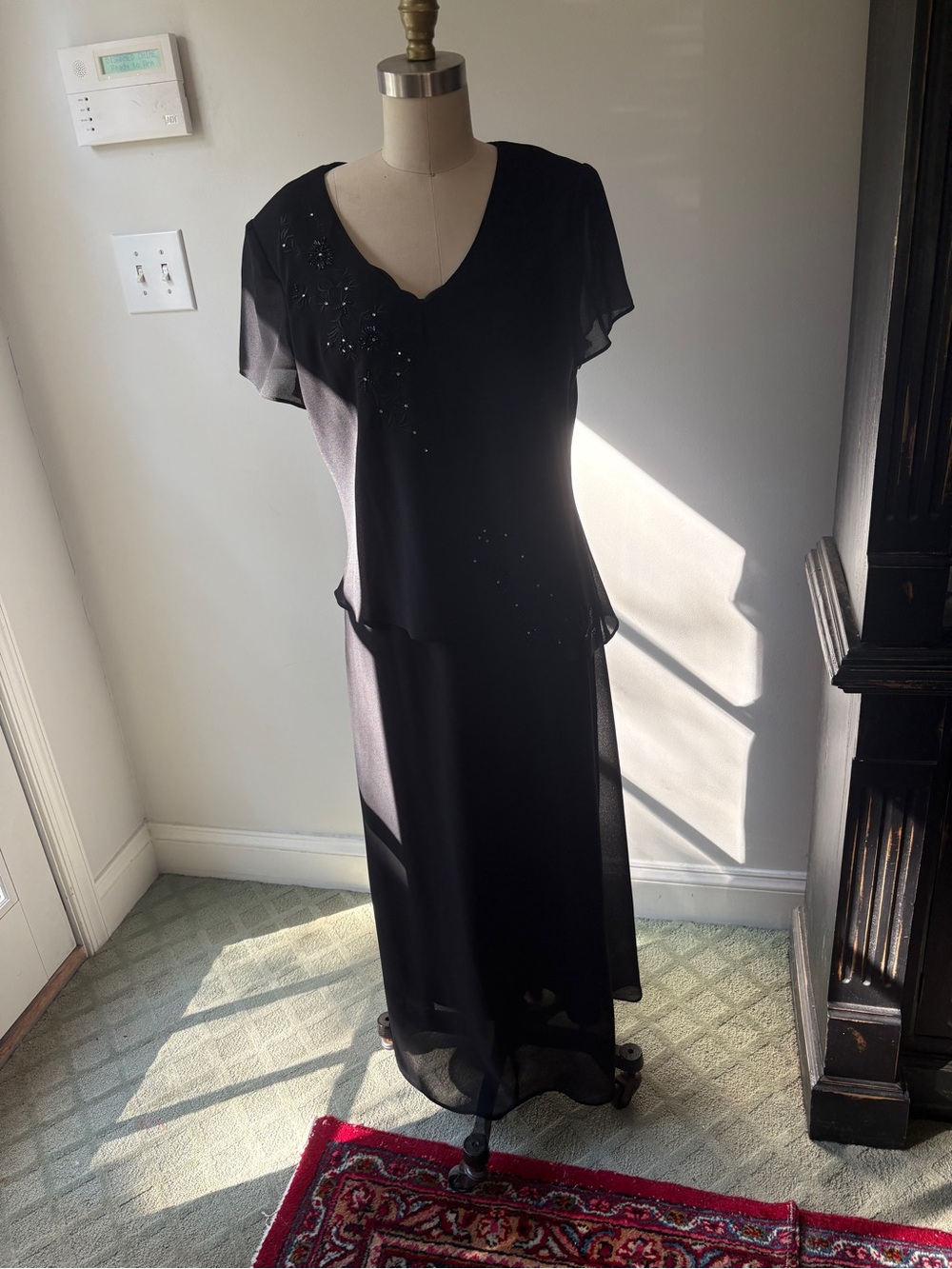 Vintage Black Formal Dress with Beaded Detail